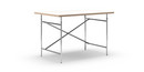 Eiermann Table, White melamine with oak edge, 120 x 80 cm, Chrome, Vertical,  offset (Eiermann 2), 100 x 66 cm