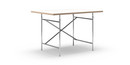 Eiermann Table, White melamine with oak edge, 120 x 80 cm, Chrome, Vertical,  offset (Eiermann 2), 80 x 66 cm