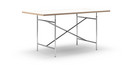 Eiermann Table, White melamine with oak edge, 160 x 80 cm, Chrome, Vertical,  centred (Eiermann 2), 100 x 66 cm
