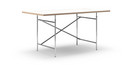 Eiermann Table, White melamine with oak edge, 160 x 80 cm, Chrome, Vertical,  offset (Eiermann 2), 100 x 66 cm
