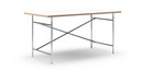 Eiermann Table, White melamine with oak edge, 160 x 80 cm, Chrome, Vertical,  offset (Eiermann 2), 135 x 66 cm