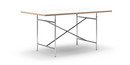 Eiermann Table, White melamine with oak edge, 160 x 90 cm, Chrome, Vertical,  centred (Eiermann 2), 100 x 66 cm