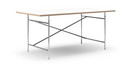 Eiermann Table, White melamine with oak edge, 180 x 90 cm, Chrome, Vertical,  offset (Eiermann 2), 135 x 78 cm