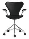 Series 7 Swivel Chair 3117 / 3217 Full Upholstery, With armrests, Leather Grace black, Chrome