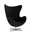 Egg Chair, Christianshavn, Christianshavn 1175 - Black Uni, Satin polished aluminium, Without footstool