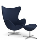 Egg Chair, Christianshavn, Christianshavn 1155 - Dark blue, Satin polished aluminium, With footstool