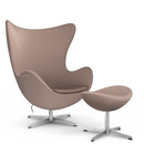 Egg Chair, Christianshavn, Christianshavn 1130 - Light Red Uni, Satin polished aluminium, With footstool