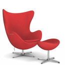 Egg Chair, Divina, Divina 623 - Red, Satin polished aluminium, With footstool