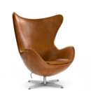 Egg Chair, Leather Grace, Walnut, Satin polished aluminium, Without footstool