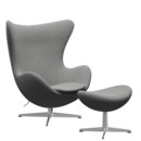 Egg Chair, Re-wool, 108 - Off white / natural, Satin polished aluminium, With footstool