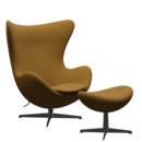 Details Fritz Hansen Egg Chair Egg Chair, Re-wool, 448 - Safron/natural, Black, With footstool