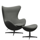 Details Fritz Hansen Egg Chair Egg Chair, Re-wool, 158 - Taupe/natural, Black, With footstool