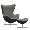 Details Fritz Hansen Egg Chair Egg Chair, Re-wool, 158 - Taupe/natural, Satin polished aluminium, With footstool