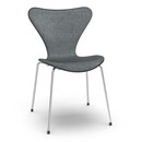 Series 7 Chair Front Upholstered, Coloured ash, Black, Remix 173 - Dark blue/grey, Chrome