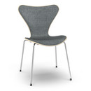 Series 7 Chair Front Upholstered, Clear varnished wood, Natural beech, Remix 173 - Dark blue/grey, Chrome