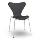 Series 7 Chair Front Upholstered, Clear varnished wood, Natural beech, Remix 183 - Black, Chrome