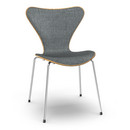 Series 7 Chair Front Upholstered, Clear varnished wood, Natural oak, Remix 173 - Dark blue/grey, Chrome