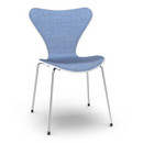 Series 7 Chair Front Upholstered, Lacquer, White lacquered, Remix 743 - Blue, Chrome