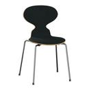 Ant Chair 3101 with Front Padding, Clear varnished wood, Natural beech, Remix 183 - Black, Chrome