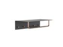 Unu wall coat rack, With rod, With 4 hooks, Black matte / polished copper