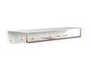 Unu wall coat rack, With rod, With 6 hooks, White matt / polished copper 