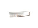 Unu wall coat rack, With rod, With 4 hooks, White matt / polished copper 