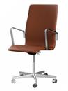 Oxford, With armrests, Middle-high back, Wheeled based, Soft leather, Cognac