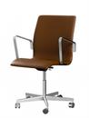 Oxford, With armrests, Low back, Wheeled based, Soft leather, Walnut