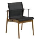 Sway Teak Chair, Powder coated anthracite, Fabric Sling anthracite, With armrests