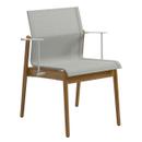Sway Teak Chair, Powder coated white, Fabric Sling seagull, With armrests