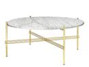 TS Coffee Table, Ø 80 x H 35 cm, White, Brass