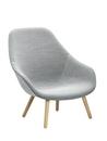 About A Lounge Chair High AAL 92, Hallingdal 130 - light grey, Lacquered oak, Without seat cushion