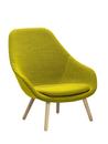 About A Lounge Chair High AAL 92, Hallingdal 420 - yellow, Lacquered oak, With seat cushion