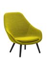 About A Lounge Chair High AAL 92, Hallingdal 420 - yellow, Black lacquered oak, With seat cushion