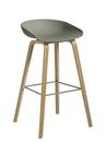 About A Stool AAS 32, Bar version: seat height 74 cm, Soap treated oak, Dusty green