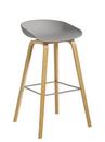 About A Stool AAS 32, Bar version: seat height 74 cm, Lacquered oak, Concrete grey