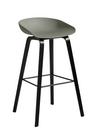 About A Stool AAS 32, Bar version: seat height 74 cm, Black lacquered oak, Dusty green