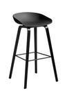 About A Stool AAS 32, Bar version: seat height 74 cm, Black lacquered oak, Soft black