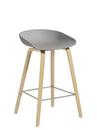 About A Stool AAS 32, Kitchen version: seat height 64 cm, Lacquered oak, Concrete grey