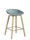 About A Stool AAS 32, Kitchen version: seat height 64 cm, Lacquered oak, Dusty blue