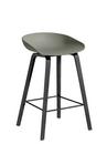 About A Stool AAS 32, Kitchen version: seat height 64 cm, Black lacquered oak, Dusty green