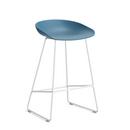 About A Stool AAS 38, Kitchen version: seat height 64 cm, Steel white powder-coated, Azure blue 2.0