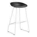About A Stool AAS 38, Bar version: seat height 74 cm, Steel white powder-coated, Black 2.0