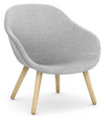 About A Lounge Chair Low AAL 82, Hallingdal - light grey, Lacquered oak, Without seat cushion