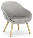 About A Lounge Chair Low AAL 82, Hallingdal - warm grey, Lacquered oak, With seat cushion