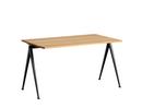 Pyramid Table 01, L 140 x W 75 x H 74 cm, Clear lacquered oak, Steel black powder-coated