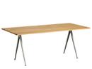Pyramid Table 02, Clear lacquered oak, Steel beige powder-coated 