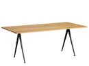 Pyramid Table 02, Clear lacquered oak, Steel black powder-coated