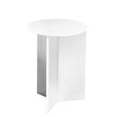 Slit Side Table Steel, H 47 x Ø 35 cm, White powder coated