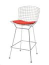 Bertoia Barstool, with cushion, satin chrome-plated, Bright Red (Tonus 130)